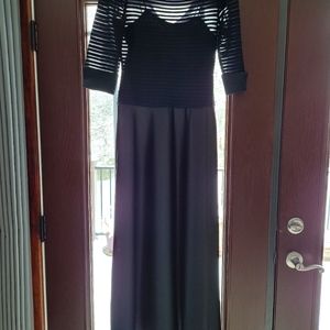 Long Black Satin Evening Dress